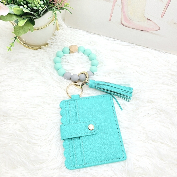 Silicone Beaded Tassel Bangle Card Holder/Wallet - Picture 3 of 3